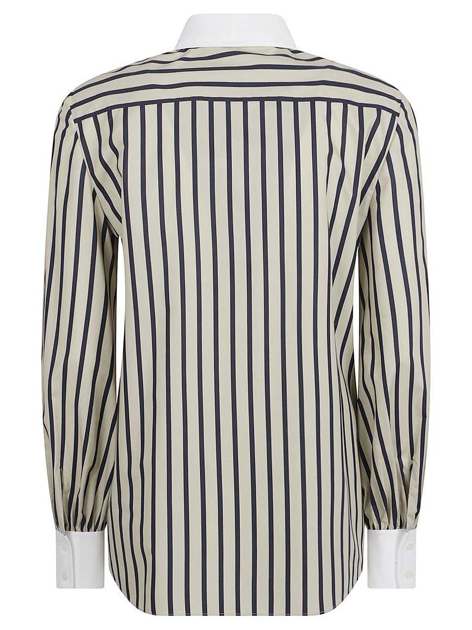 Valentino Garavani Vertical Stripe Cotton Shirt with Integrated Scarf Detail Grijs