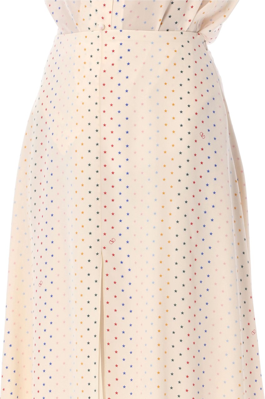 Valentino Garavani Longuette Skirt Multi Star Bianco Wit