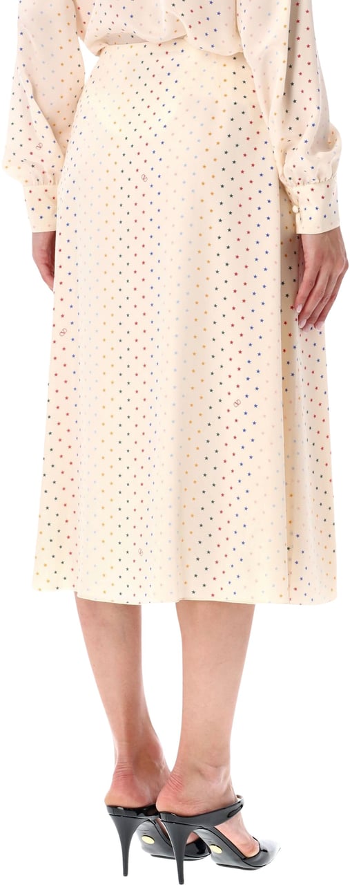 Valentino Garavani Longuette Skirt Multi Star Bianco Wit