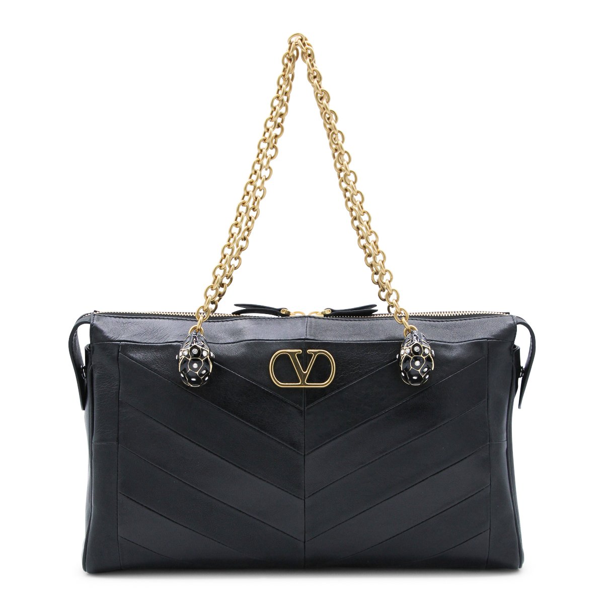 Valentino Garavani Chevron-Pattern Rectangular Handbag Zwart