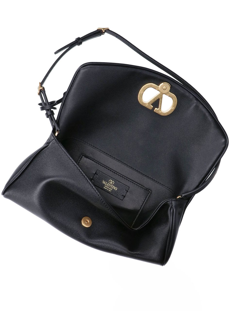 Valentino Garavani Black DeVain Nappa Shoulder Bag Zwart
