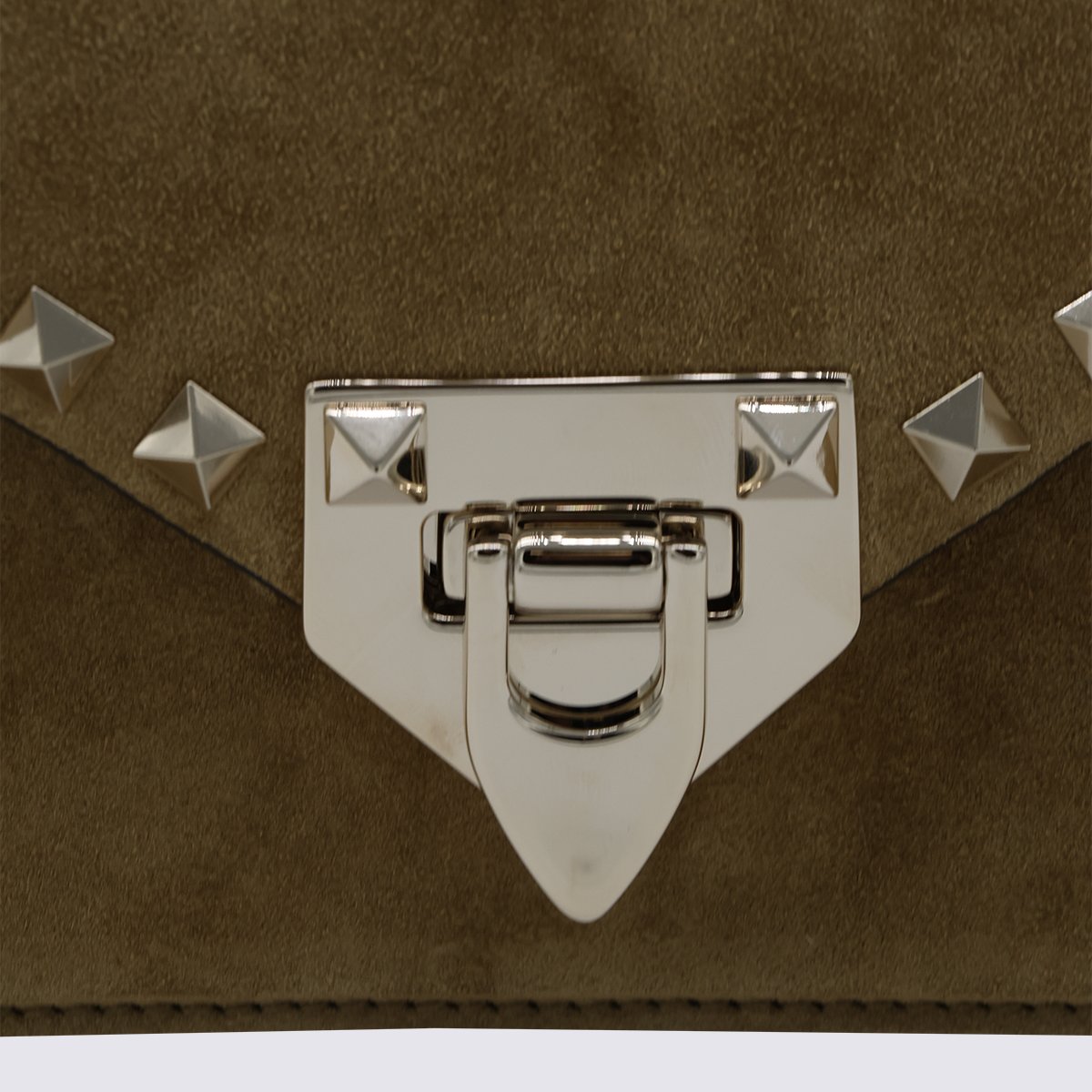 Valentino Garavani Rectangular Suede Shoulder Bag with Silver Pyramid Studs Zwart