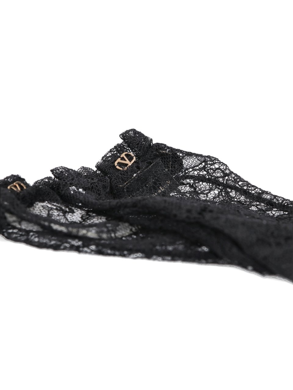 Valentino Garavani Black VLogo Signature Lace Gloves Zwart