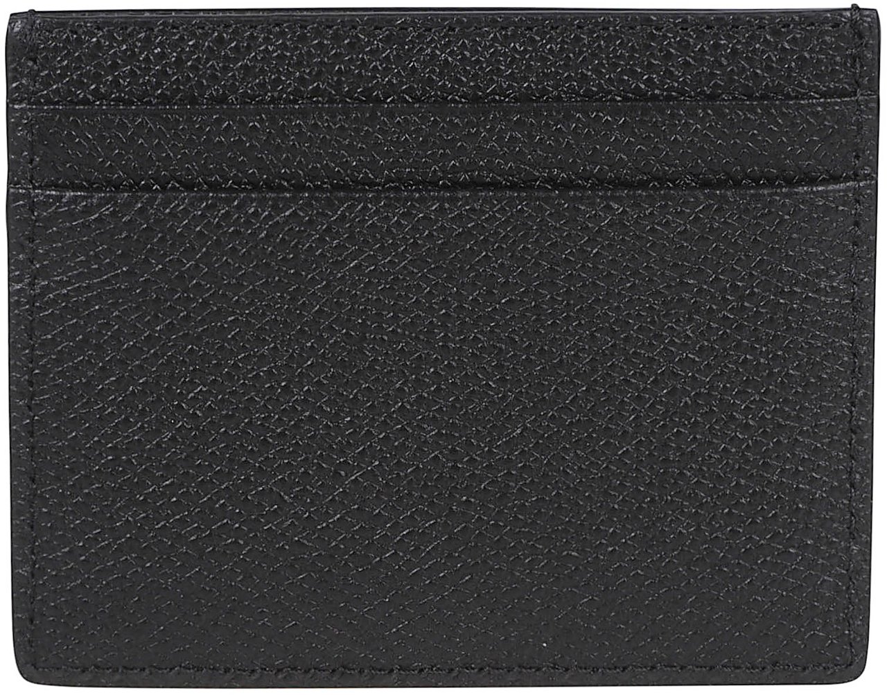 Valentino Garavani Textured Leather Cardholder with VLogo Signature Detail Zwart