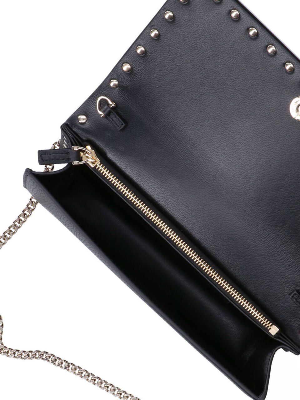 Valentino Garavani Textured Black Wallet with Pyramid Stud Accents Zwart