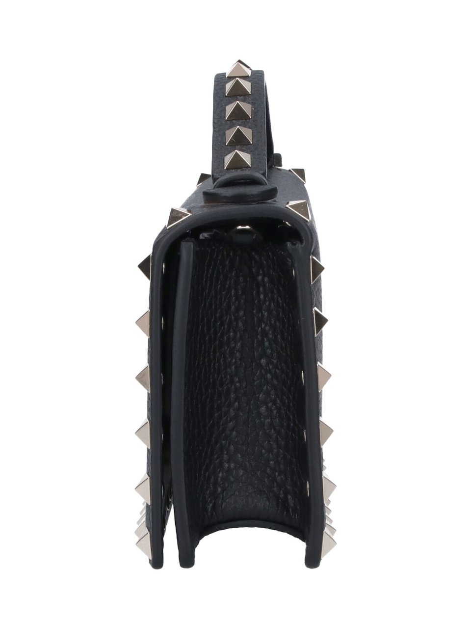 Valentino Garavani Textured Black Wallet with Pyramid Stud Accents Zwart