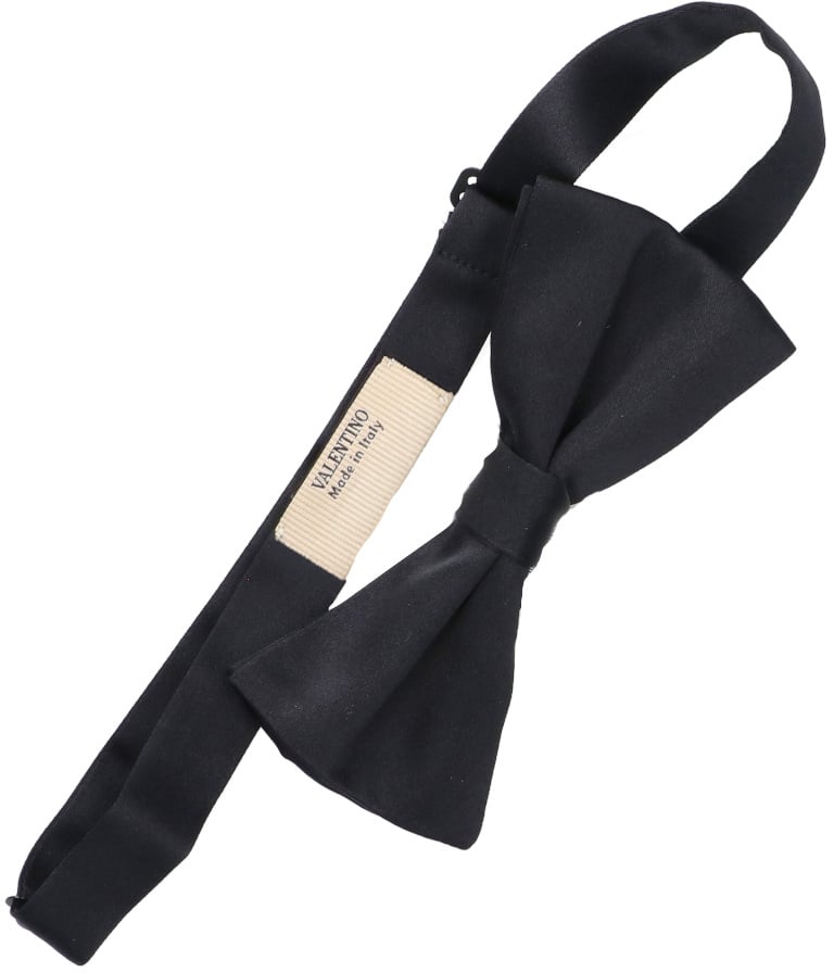 Valentino Garavani Black Silk Adjustable Bow Tie Zwart