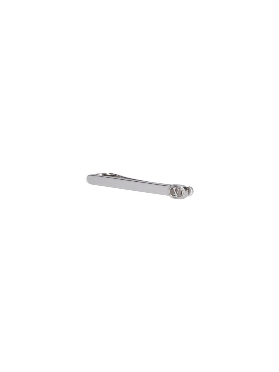Valentino Garavani Silver Tie Clip with Subtle Emblem Detail Zilver