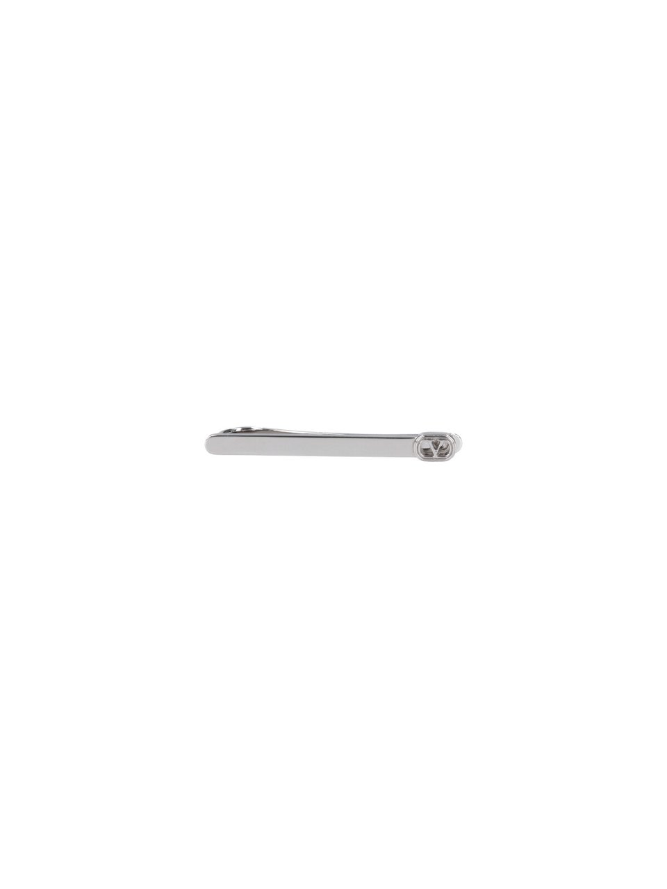 Valentino Garavani Silver Tie Clip with Subtle Emblem Detail Zilver