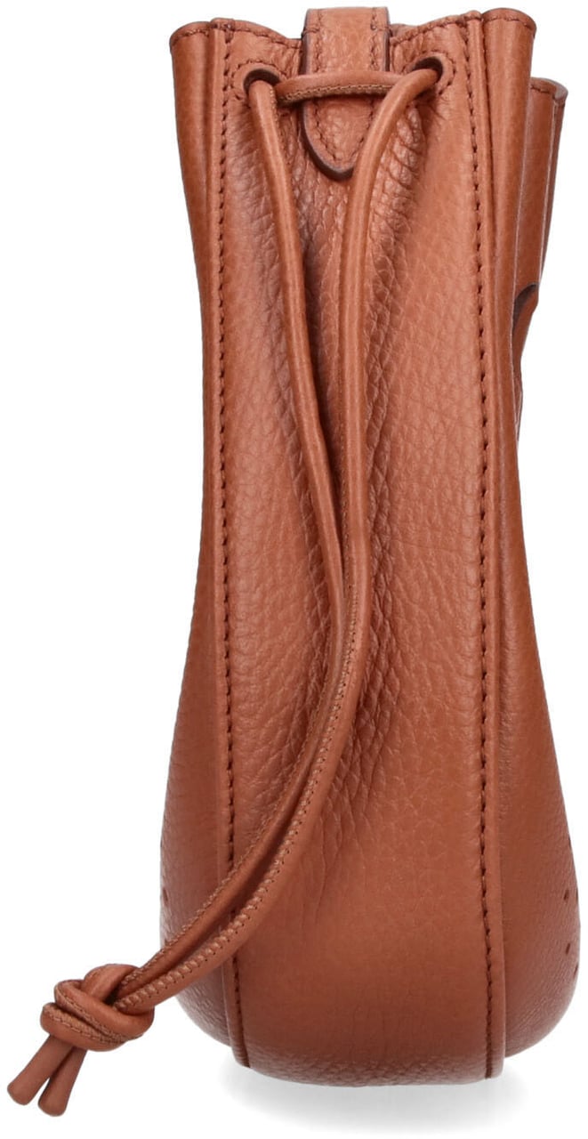 Valentino Garavani Brown VLogo Signature Perforated Leather Pouch Bruin