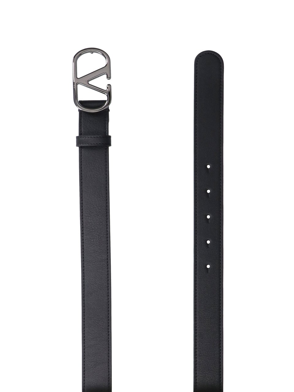 Valentino Garavani Black Leather Belt Zwart