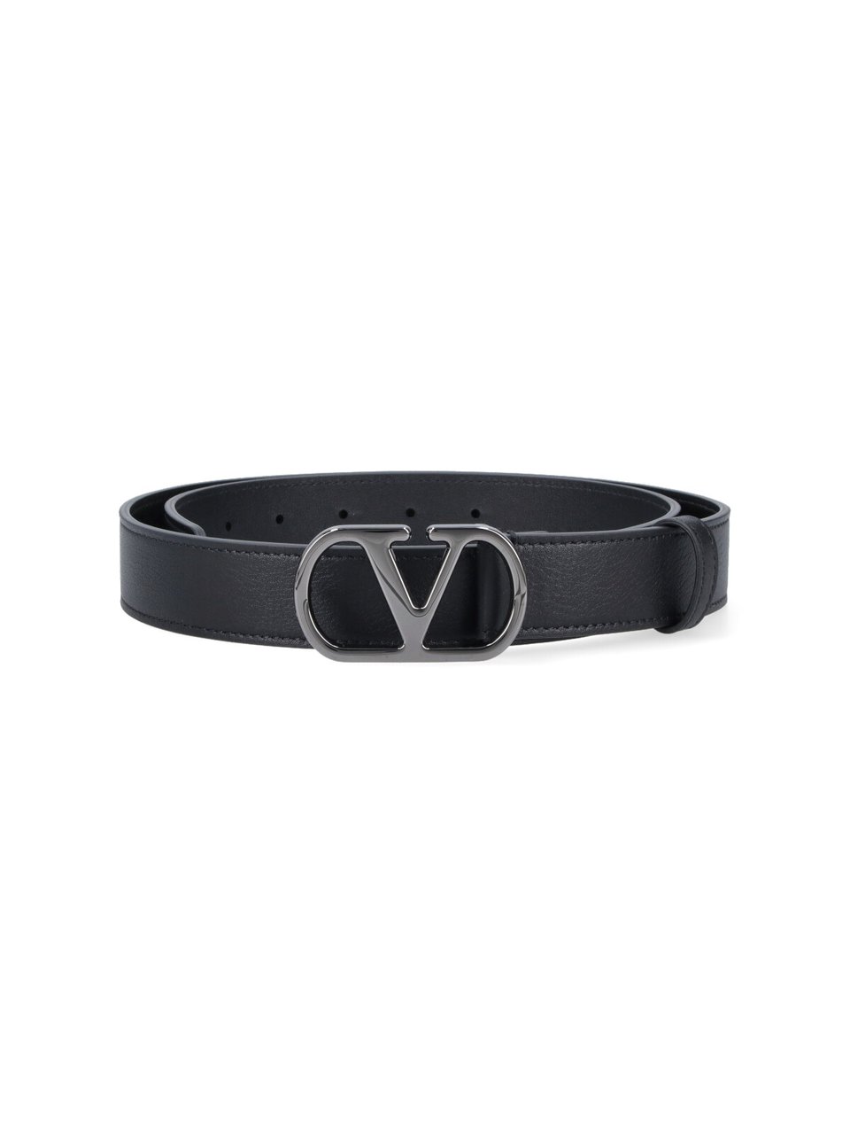 Valentino Garavani Black Leather Belt Zwart