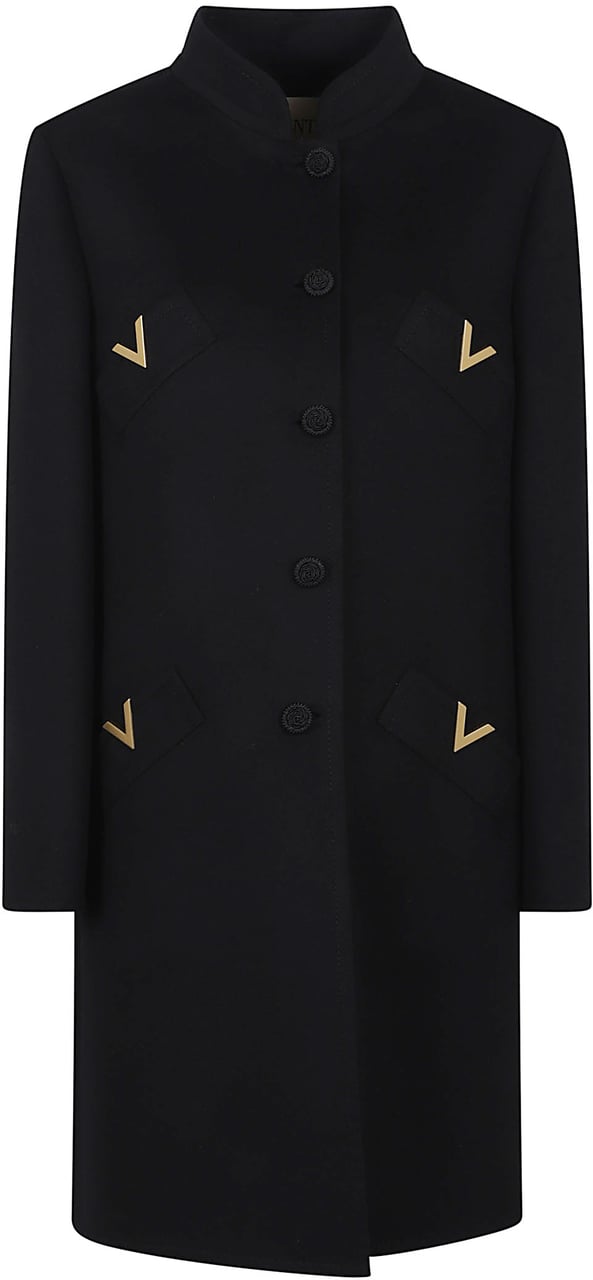 VALENTINO GARAVANI CAPPOTTO CN V METALLO | SOLID | COMPACT DRAP Zwart