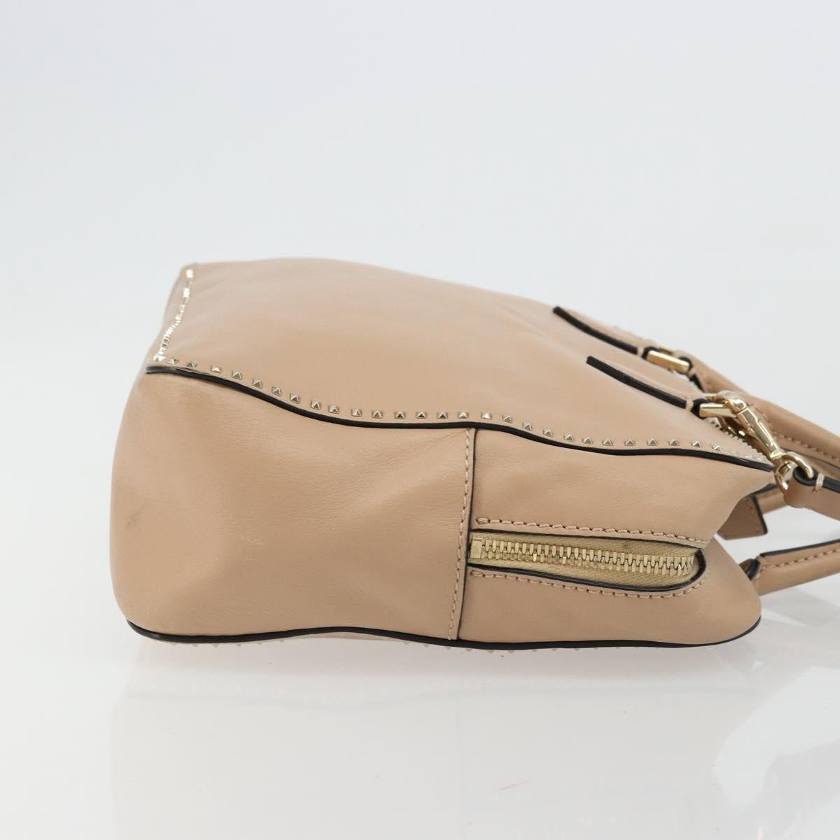Valentino Garavani Convertible Zip Satchel Leather with Micro Rockstuds Medium Beige