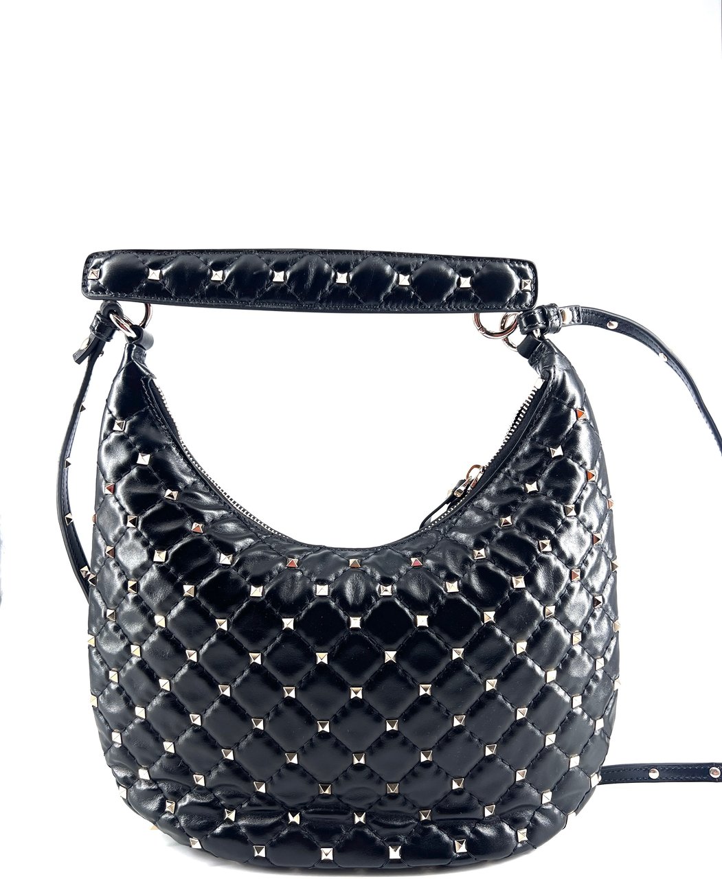 Valentino Garavani Valentino Garavani Rockstud Bow Double Zip Wristlet Clutch Leather Small Zwart