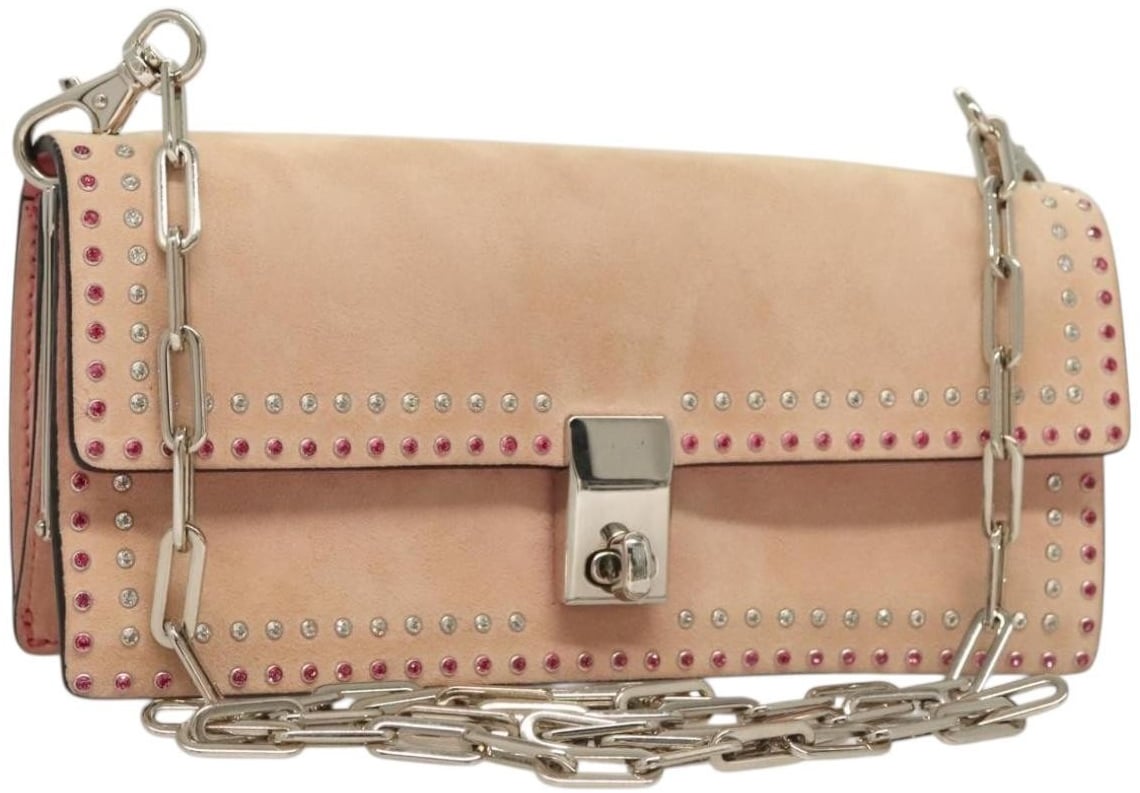 Valentino Garavani Valentino Garavani Turnlock Chain Shoulder Bag Suede Roze