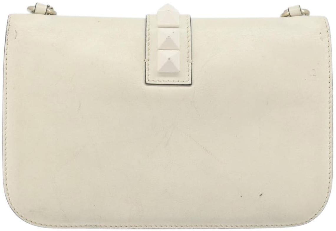 Valentino Garavani Glam Lock Leather Medium Wit