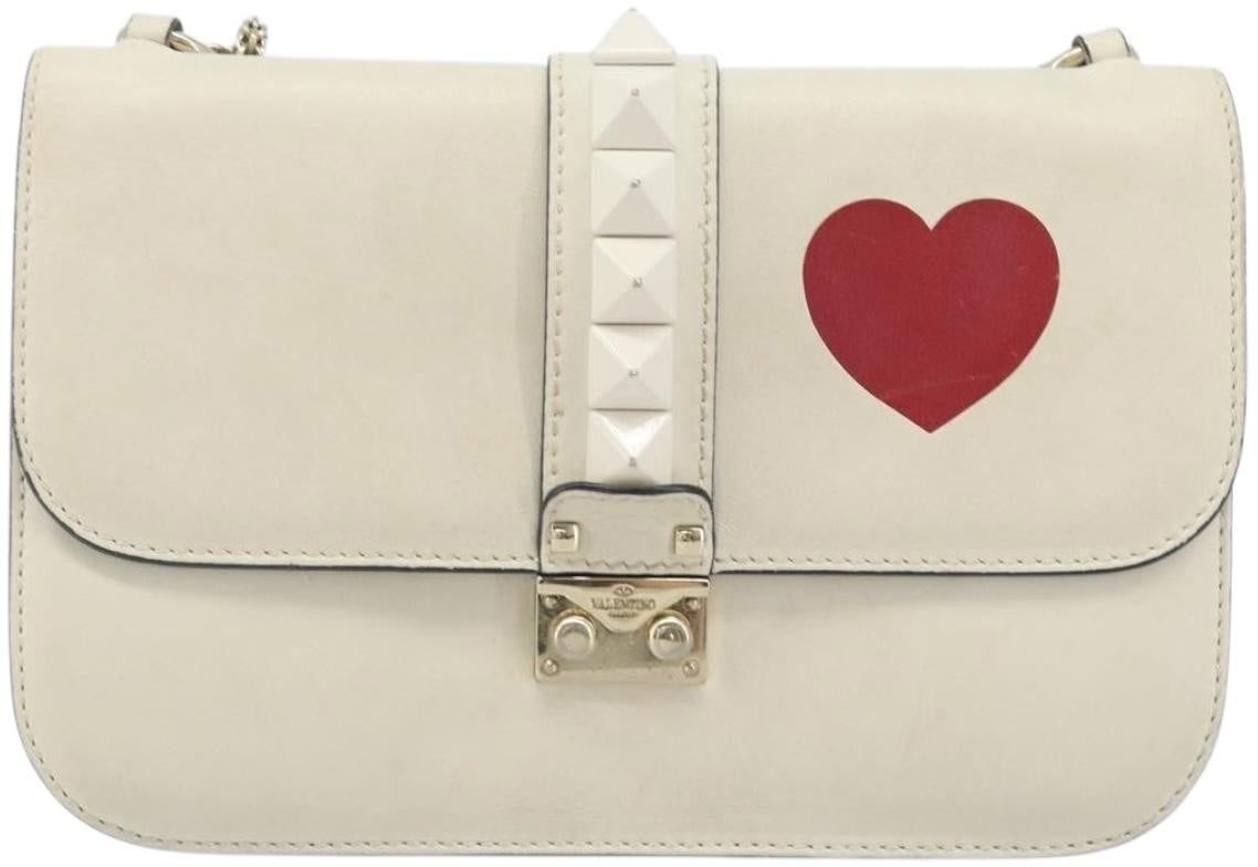 Valentino Garavani Glam Lock Leather Medium Wit