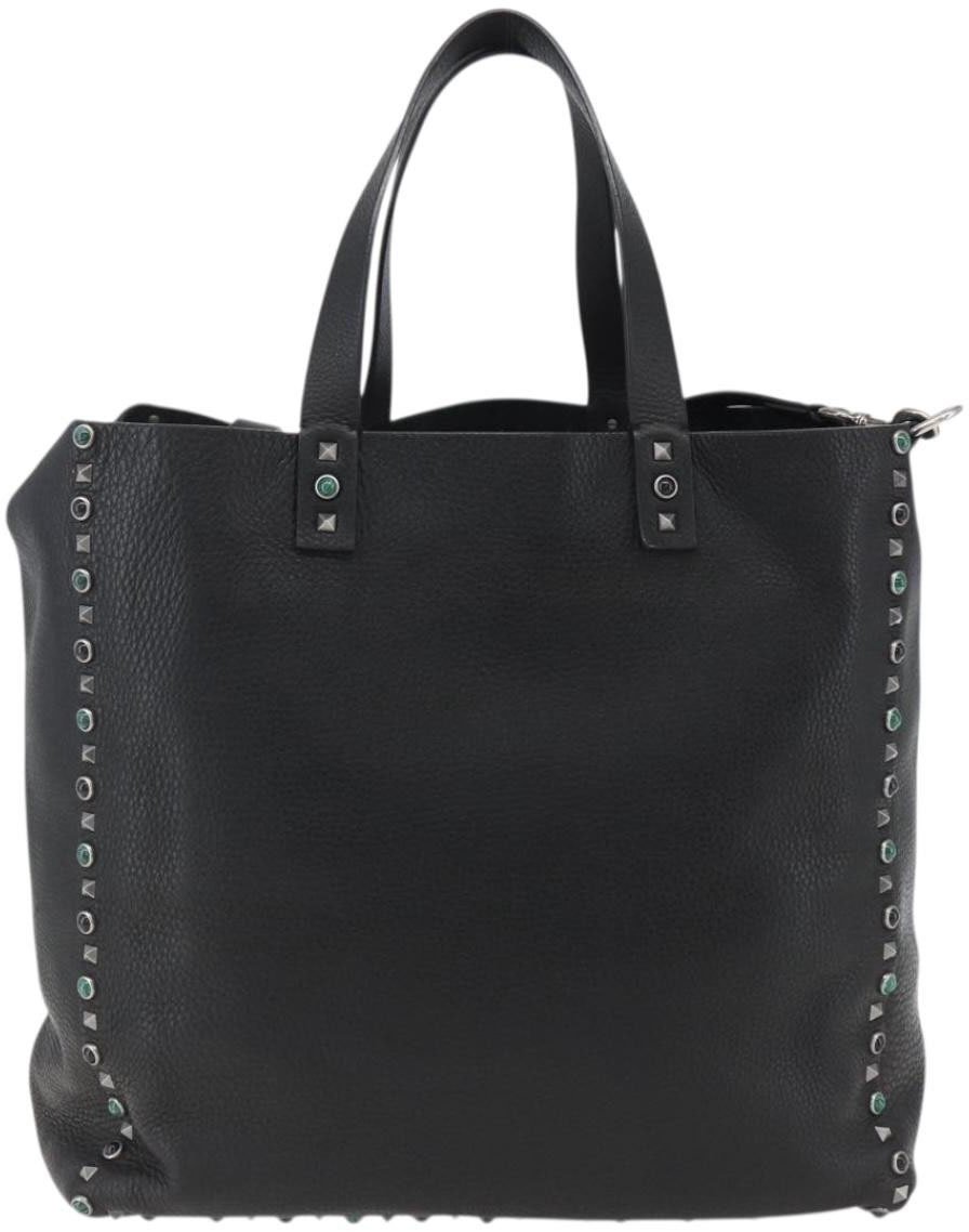 Valentino Garavani Valentino Garavani Rolling Rockstud Reversible Convertible Tote Leather with Cabochons Large Zwart