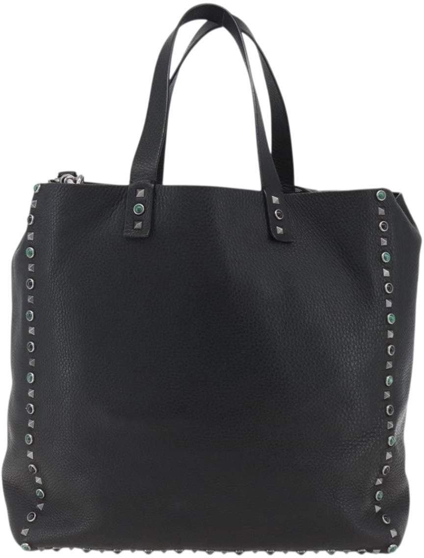 Valentino Garavani Valentino Garavani Rolling Rockstud Reversible Convertible Tote Leather with Cabochons Large Zwart