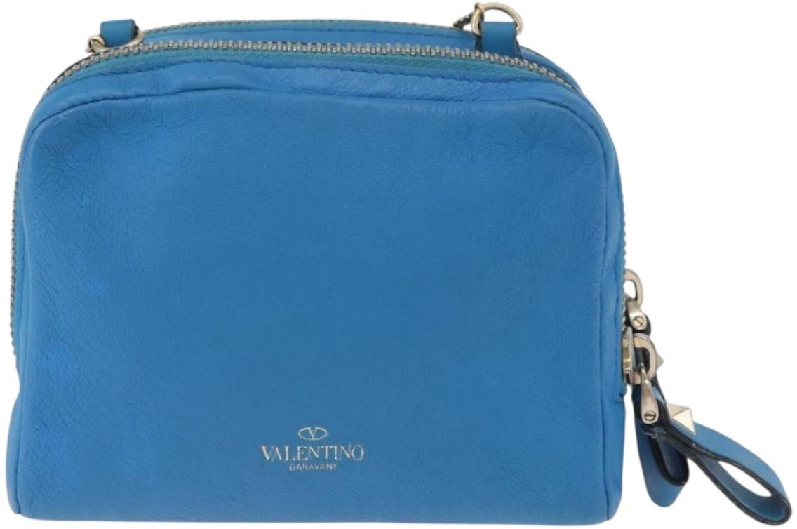 Valentino Garavani Rockstud Chain Camera Leather Mini Blauw