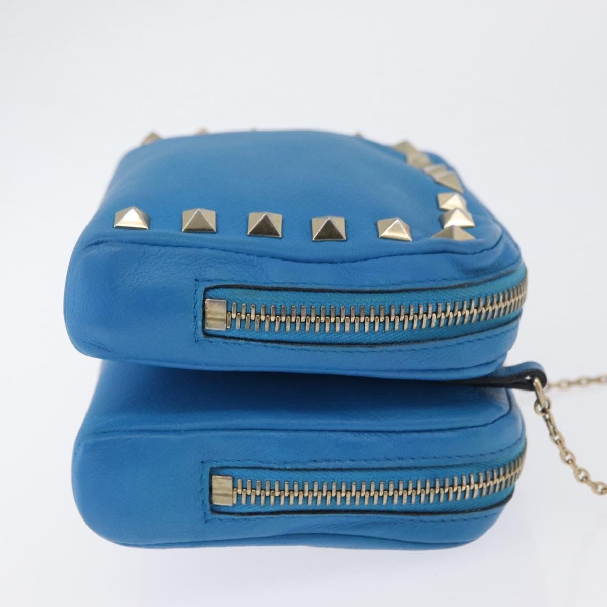 Valentino Garavani Rockstud Chain Camera Leather Mini Blauw
