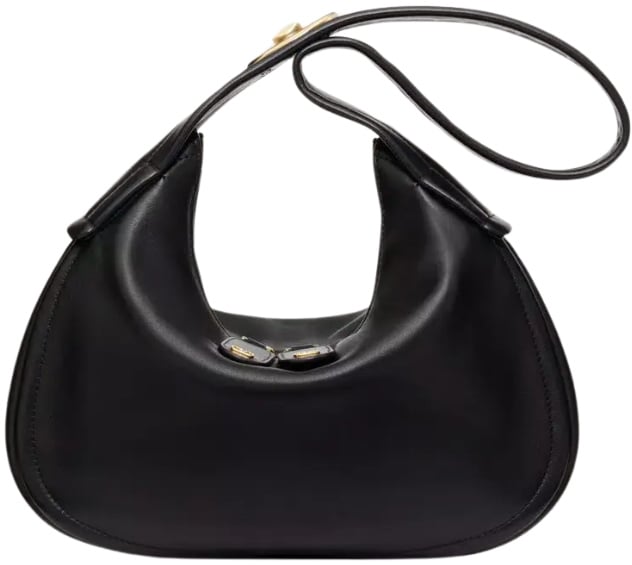 Valentino Garavani Valentino Garavani Ruffle Hobo Leather Large Zwart