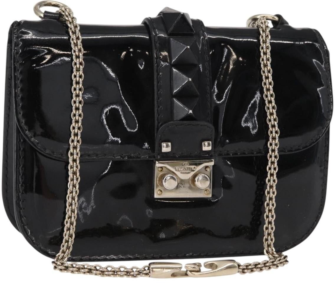 Valentino Garavani Valentino Garavani Glam Lock Shoulder Bag Patent Small Zwart