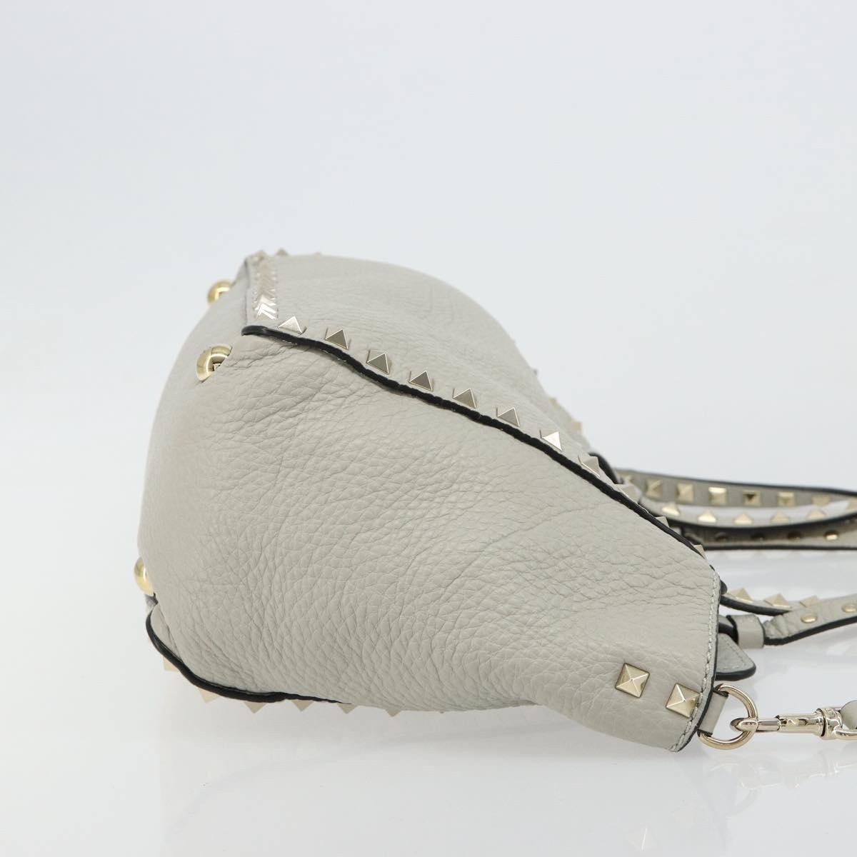 Valentino Garavani Rockstud Tote Textured Leather Medium Grijs