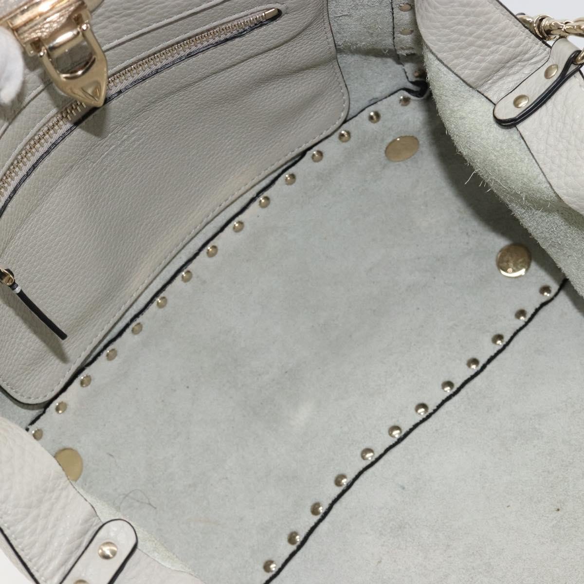 Valentino Garavani Rockstud Tote Textured Leather Medium Grijs