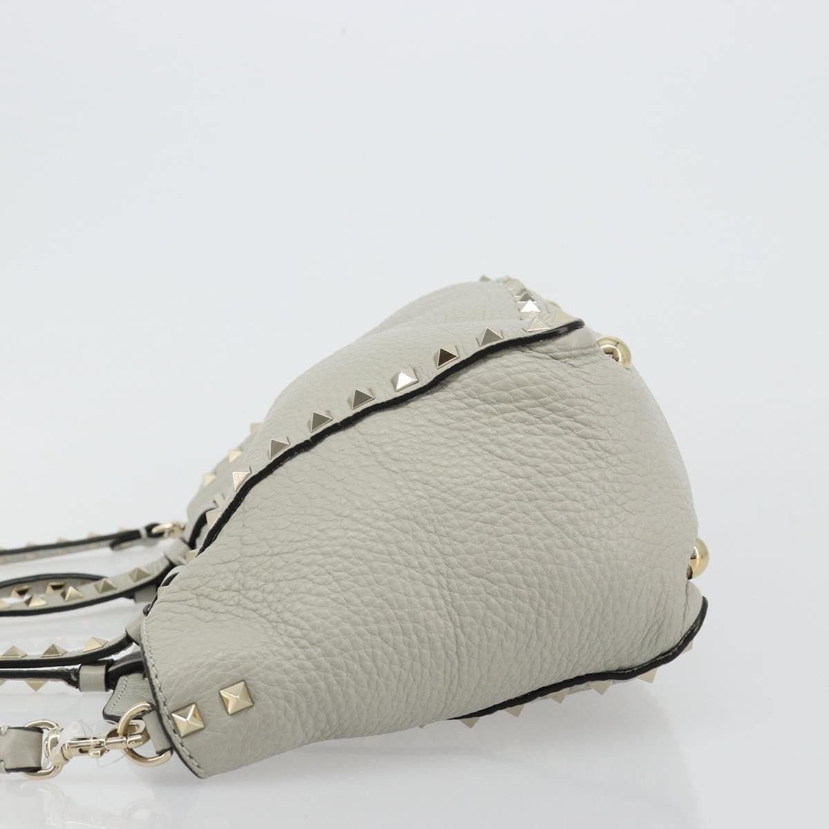 Valentino Garavani Rockstud Tote Textured Leather Medium Grijs