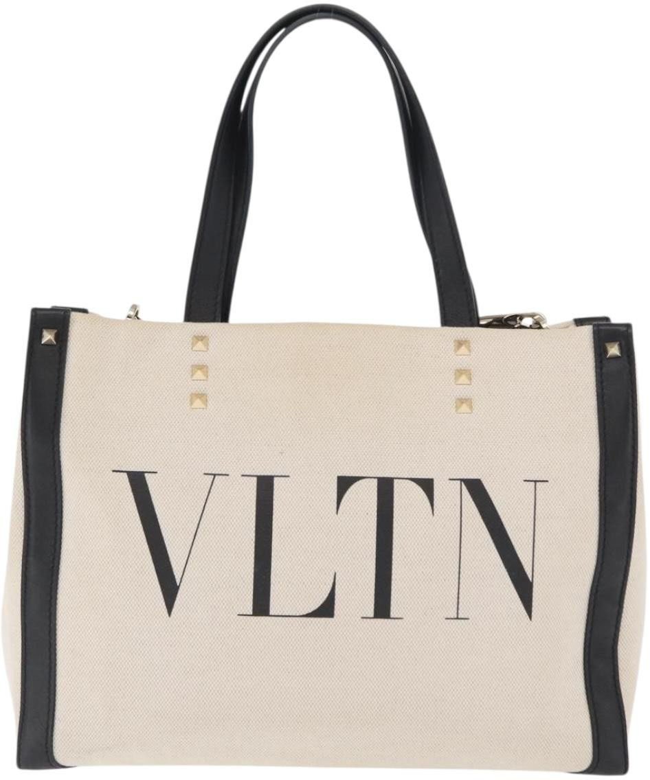 Valentino Garavani Valentino Garavani Grande Plage VLTN Tote Canvas Medium Beige