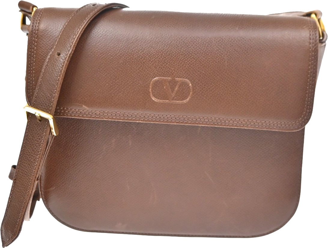 Valentino Garavani VLTN Flap Clutch Leather Bruin