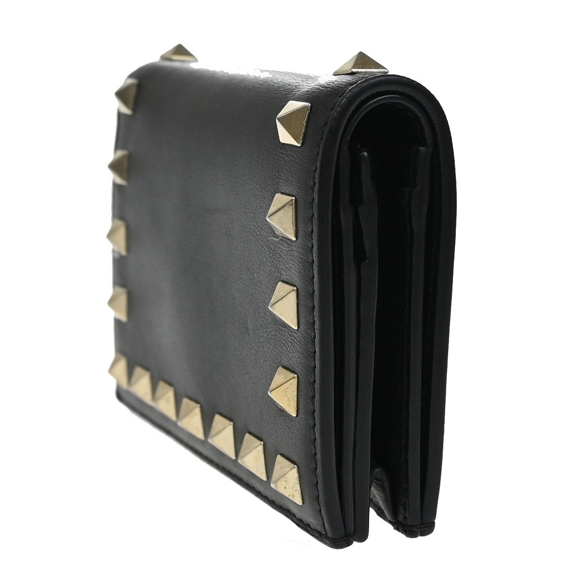 Valentino Garavani Valentino Garavani Rockstud Flap Card Case Leather Zwart