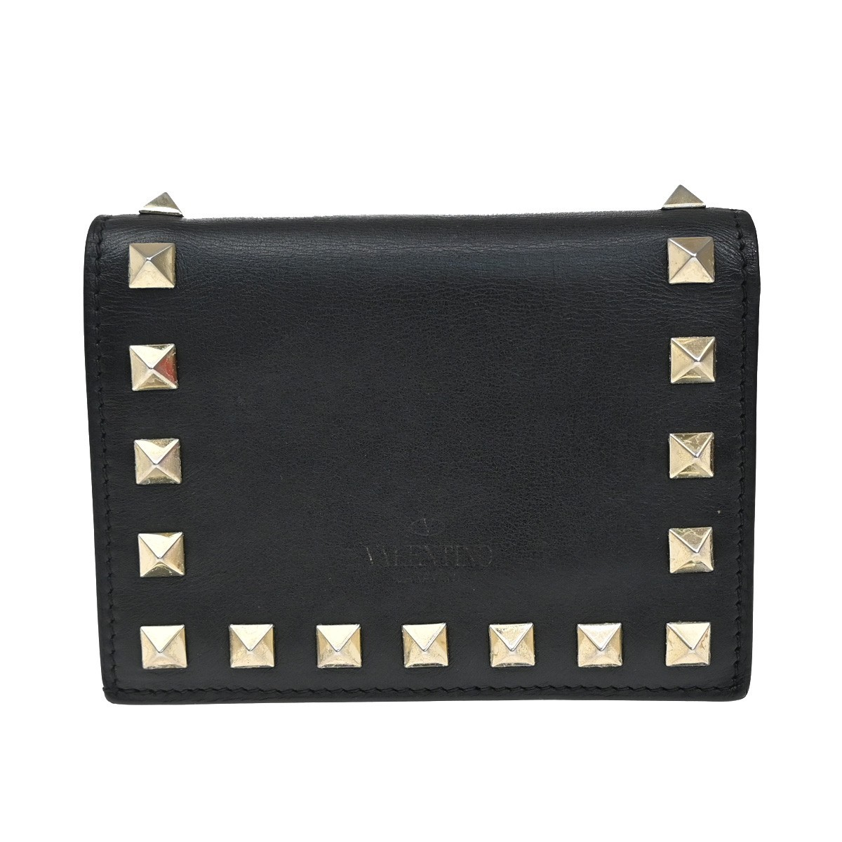 Valentino Garavani Valentino Garavani Rockstud Flap Card Case Leather Zwart