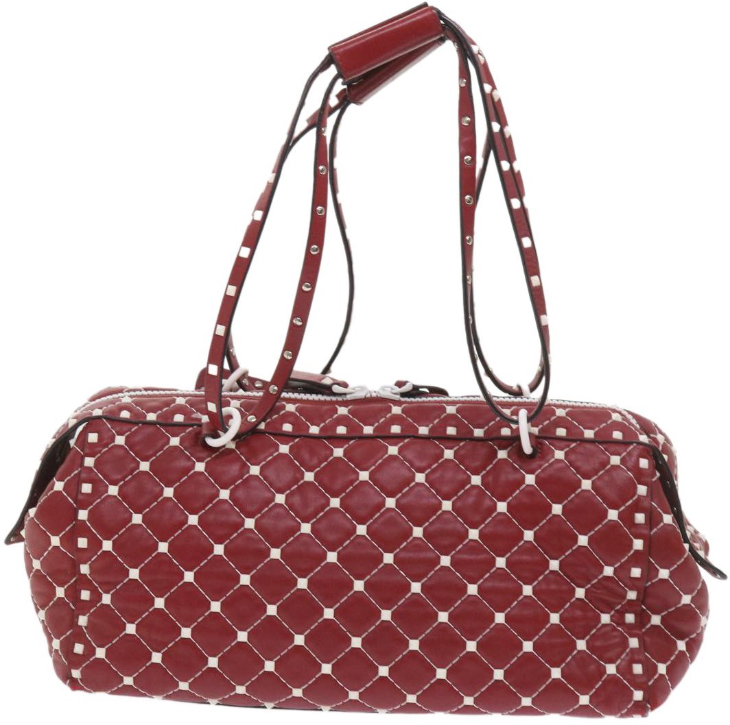 Valentino Garavani Free Rockstud Spike Duffle Quilted Leather Rood