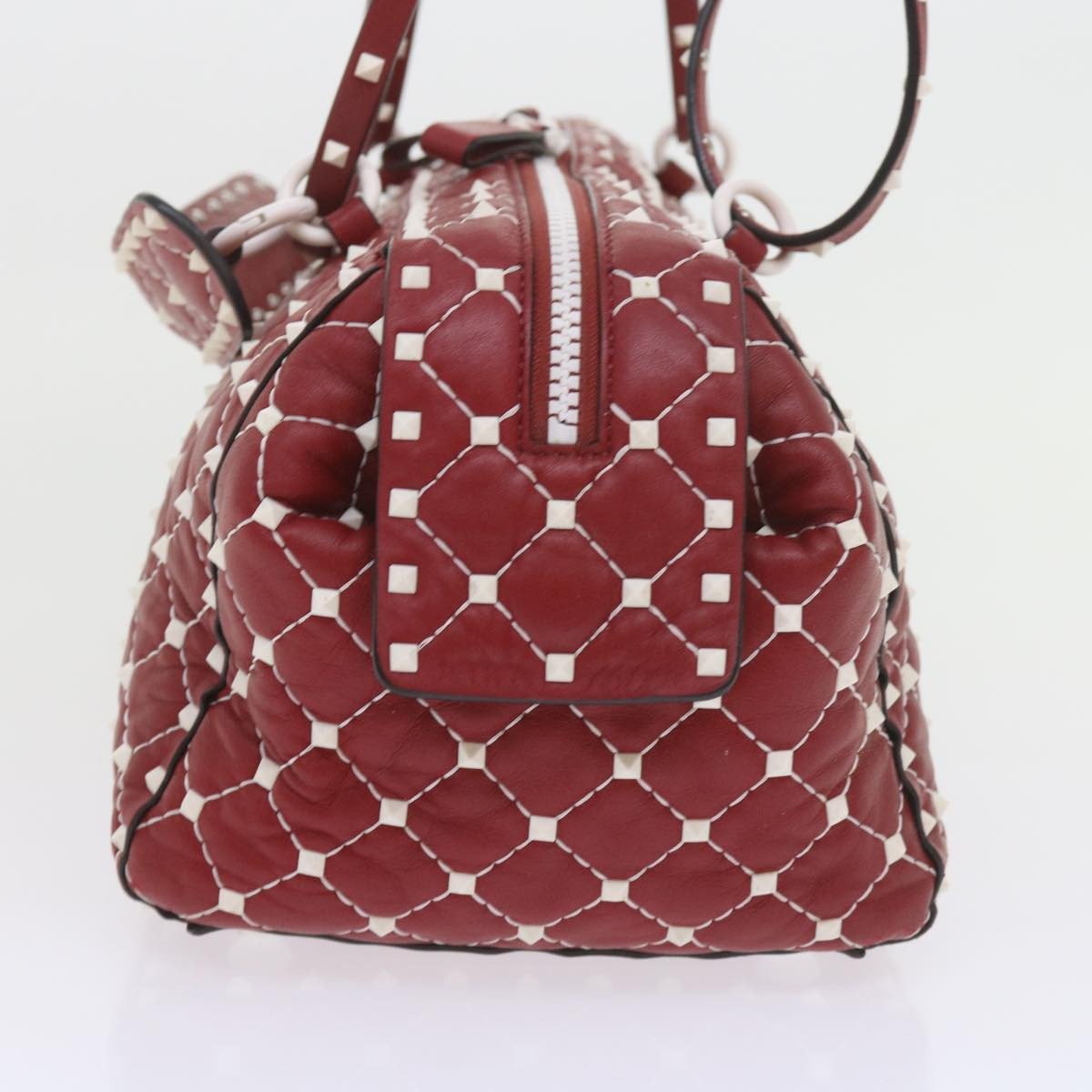 Valentino Garavani Free Rockstud Spike Duffle Quilted Leather Rood