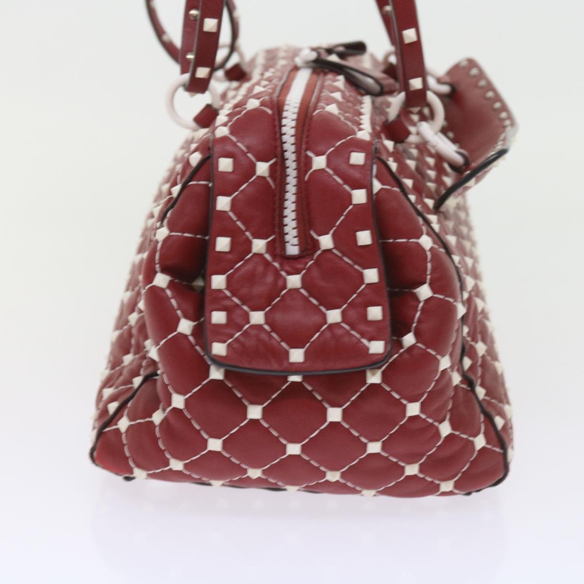 Valentino Garavani Free Rockstud Spike Duffle Quilted Leather Rood