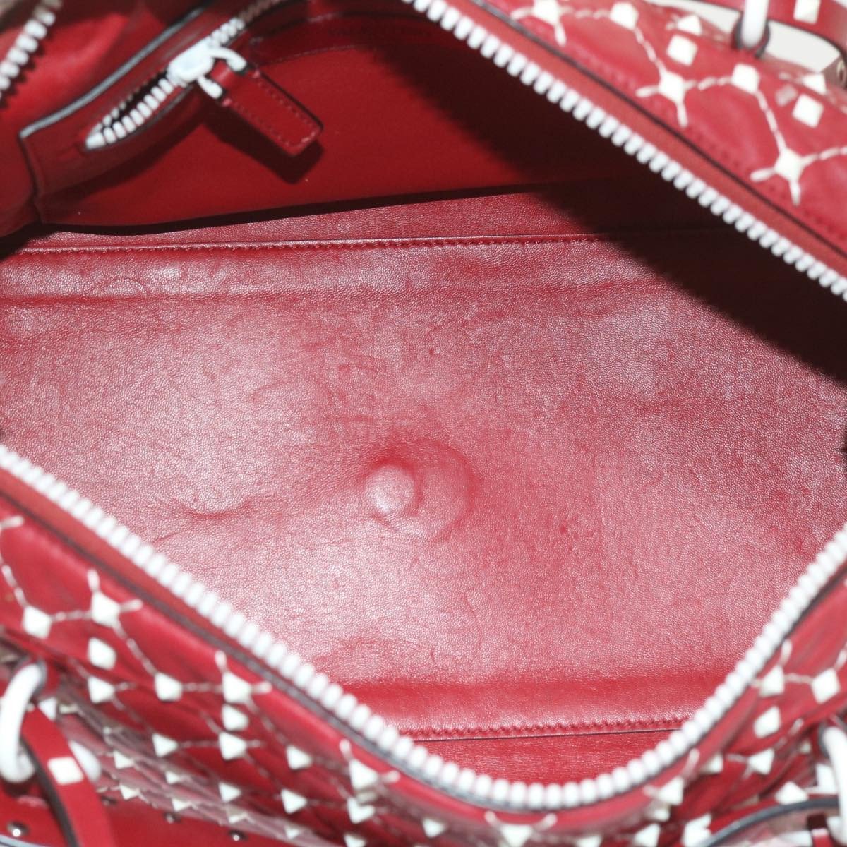 Valentino Garavani Free Rockstud Spike Duffle Quilted Leather Rood