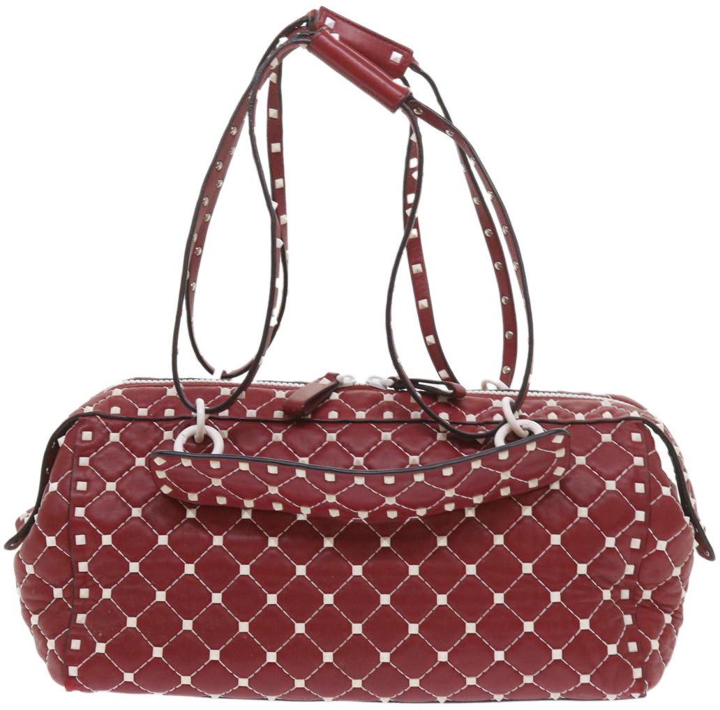 Valentino Garavani Valentino Garavani Free Rockstud Spike Duffle Bag Quilted Leather Rood