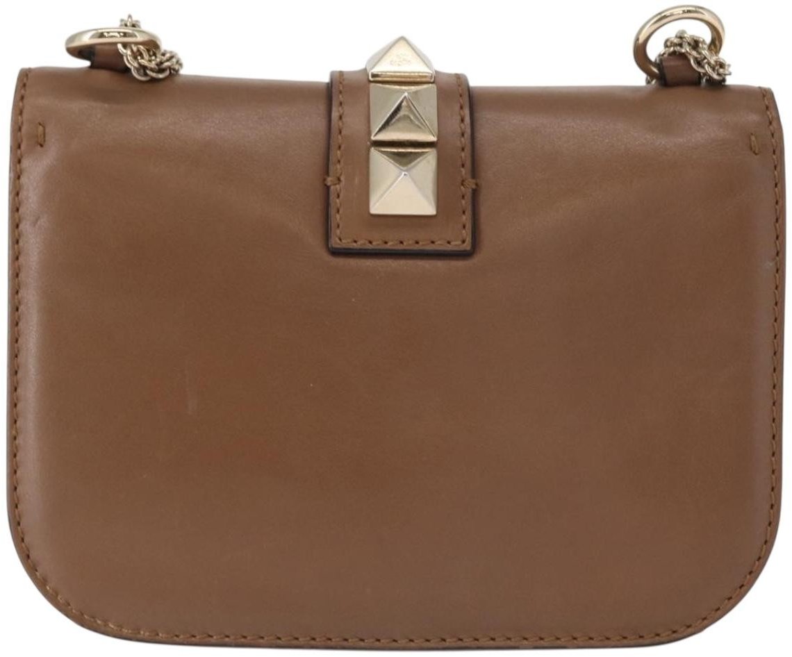 Valentino Garavani Valentino Garavani Rolling Rockstud Glam Lock Shoulder Bag Leather Medium Bruin