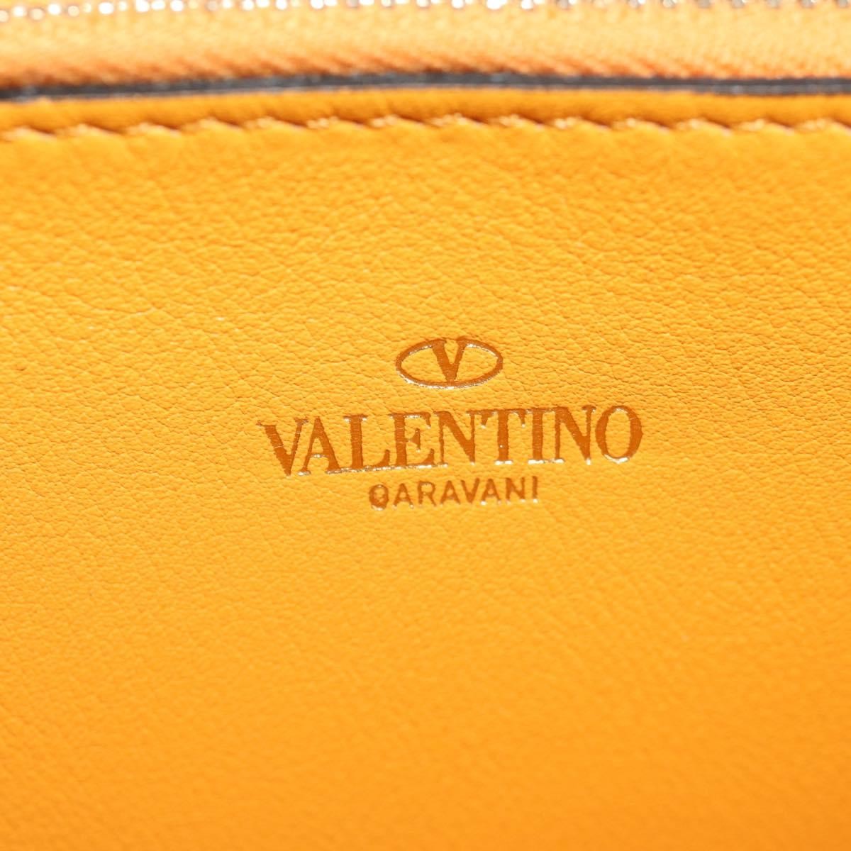 Valentino Garavani Valentino Garavani Rockstud Zip Around Wallet Striped Leather Oranje