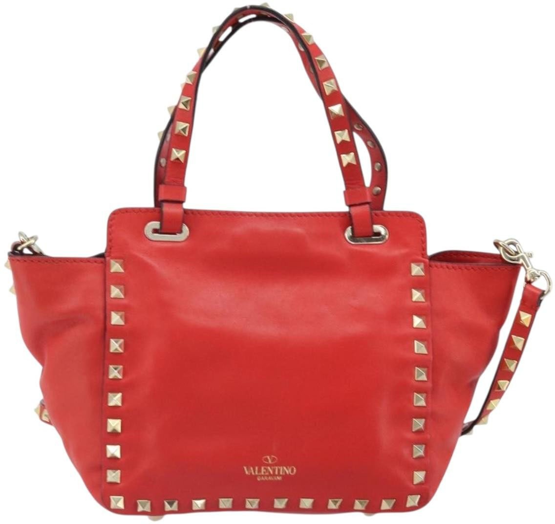 Valentino Garavani Valentino Garavani Rockstud Tote Soft Leather Mini Rood