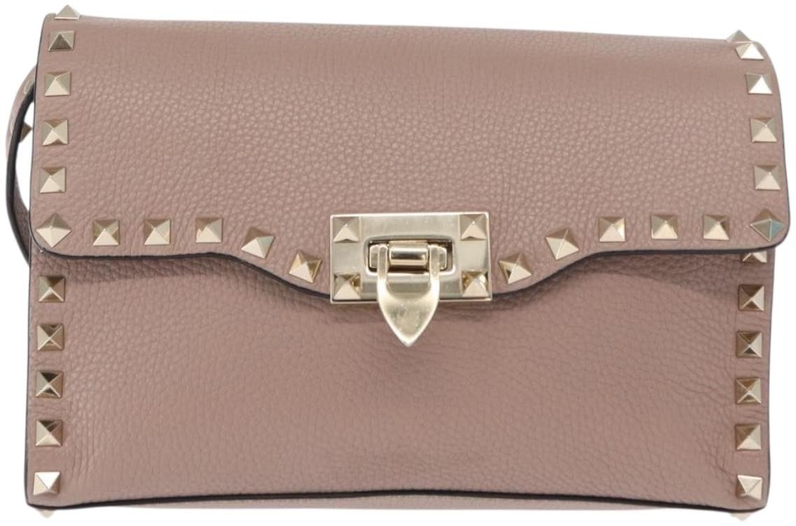 Valentino Garavani Valentino Garavani Rockstud Flip Lock Flap Bag Leather Medium Roze