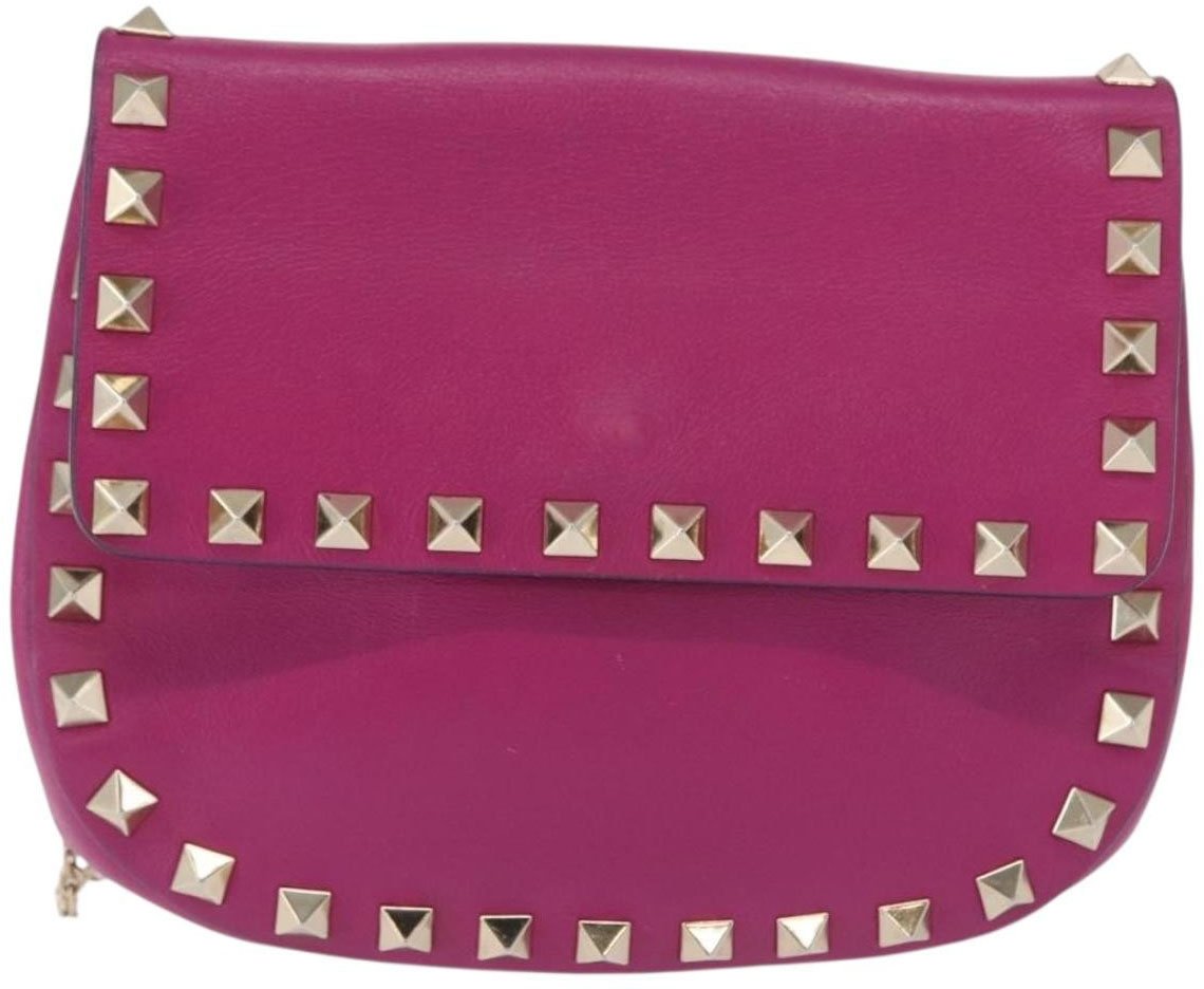 Valentino Garavani Valentino Garavani Rockstud Saddle Crossbody Bag Leather Mini Roze