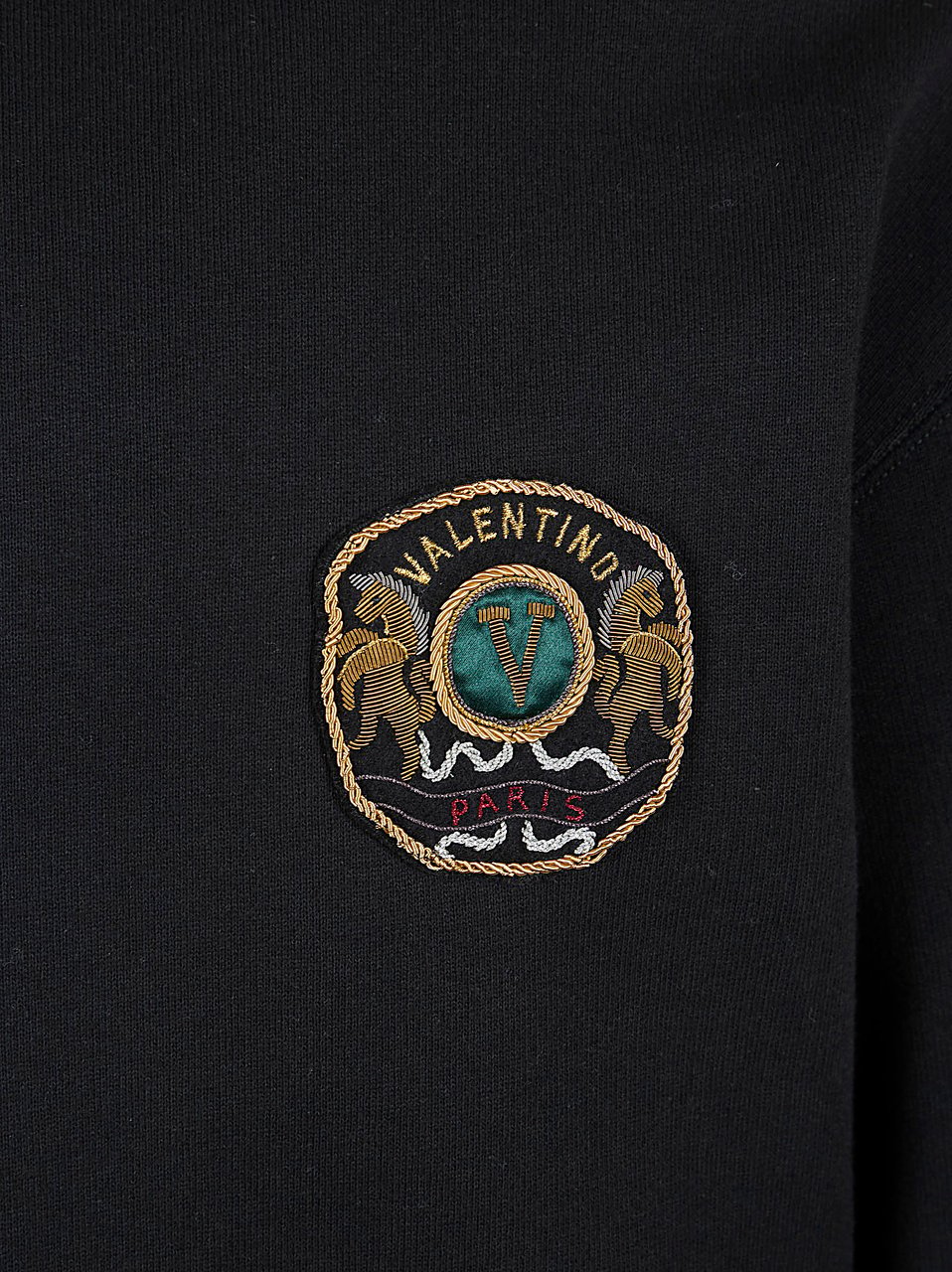 VALENTINO GARAVANI JERSEY FELPA,REG, EMBRO PATCH "SCUDETTO" COTTON SWEATSHIRT Zwart