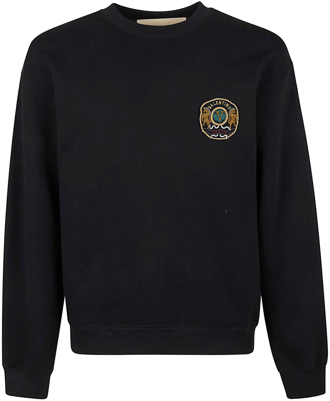 VALENTINO GARAVANI JERSEY FELPA,REG, EMBRO PATCH "SCUDETTO" COTTON SWEATSHIRT Zwart