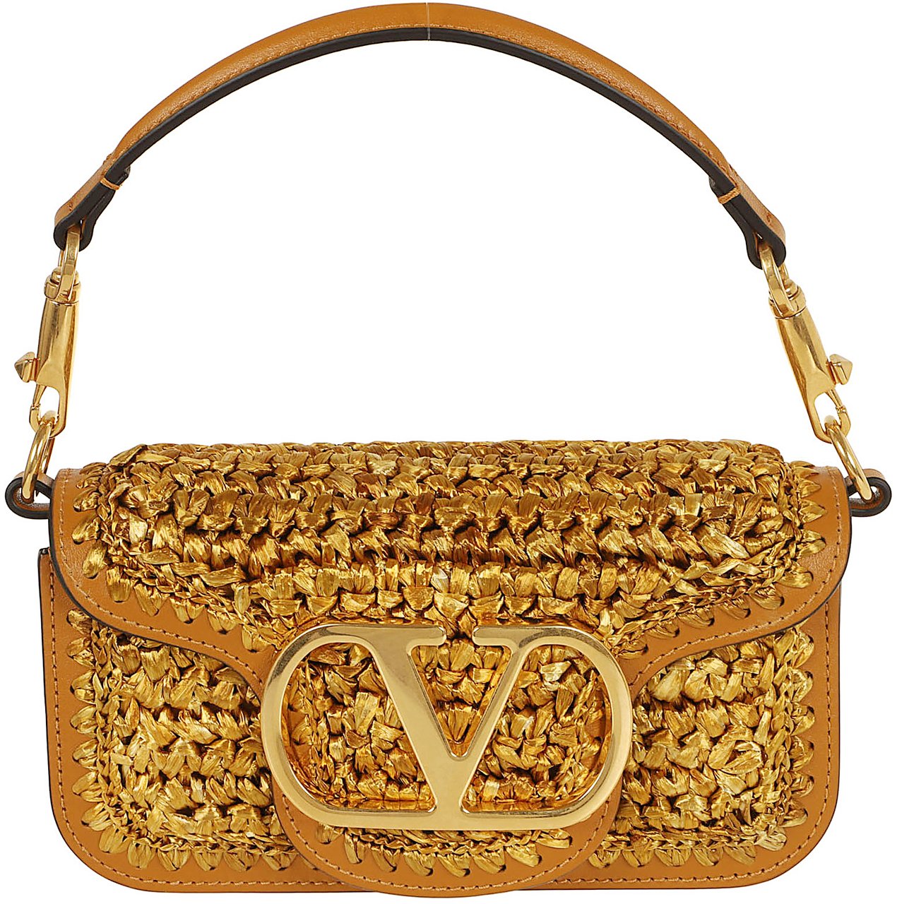 VALENTINO GARAVANI SMALL SHOULDER BAG | LOCO` | CROCHET RAFIA/VIT/ANTIQUE BRASS LOGO Divers