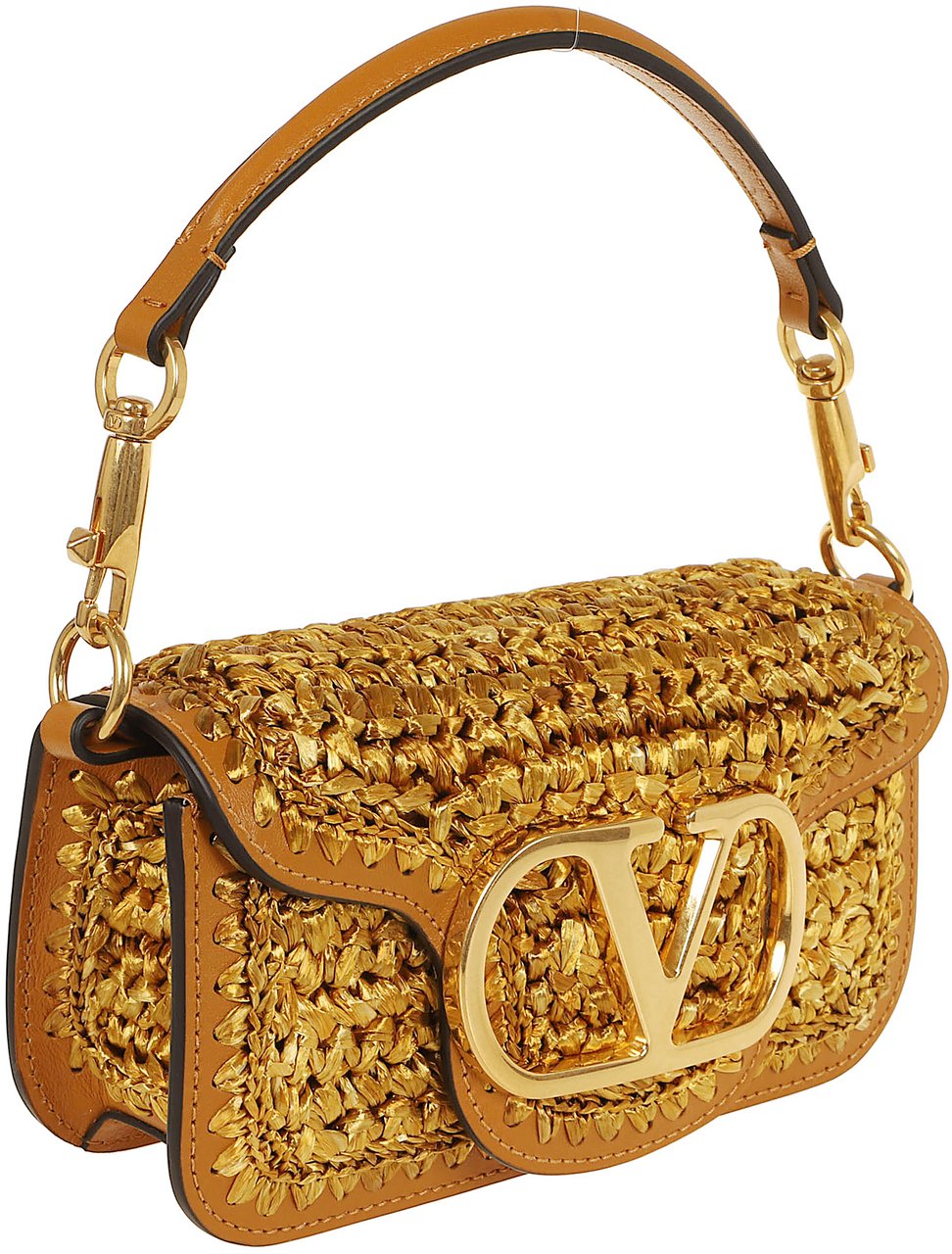 VALENTINO GARAVANI SMALL SHOULDER BAG | LOCO` | CROCHET RAFIA/VIT/ANTIQUE BRASS LOGO Divers
