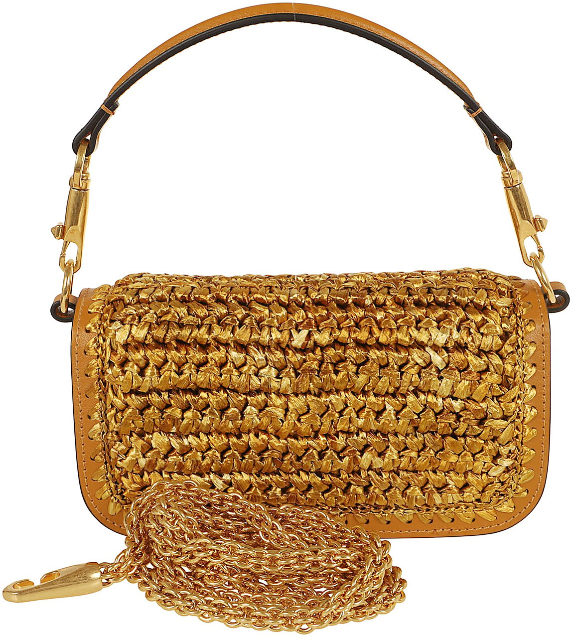 VALENTINO GARAVANI SMALL SHOULDER BAG | LOCO` | CROCHET RAFIA/VIT/ANTIQUE BRASS LOGO Divers